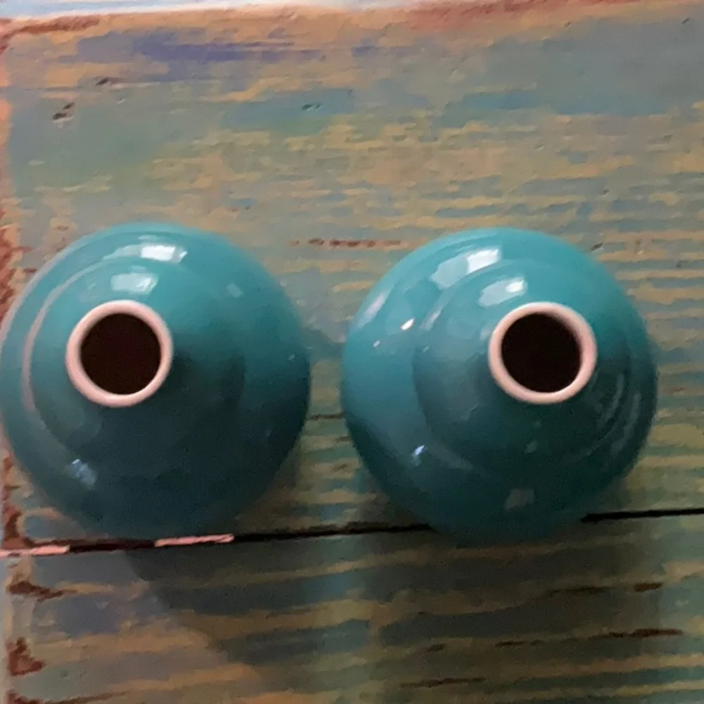 Pair of Crate and Barrel Teal vases